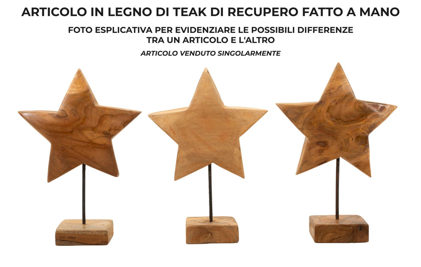 Escultura Estrela em Teca Reciclada Cm 28x12x42