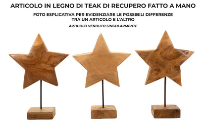 Escultura Estrela em Teca Reciclada Cm 28x12x42