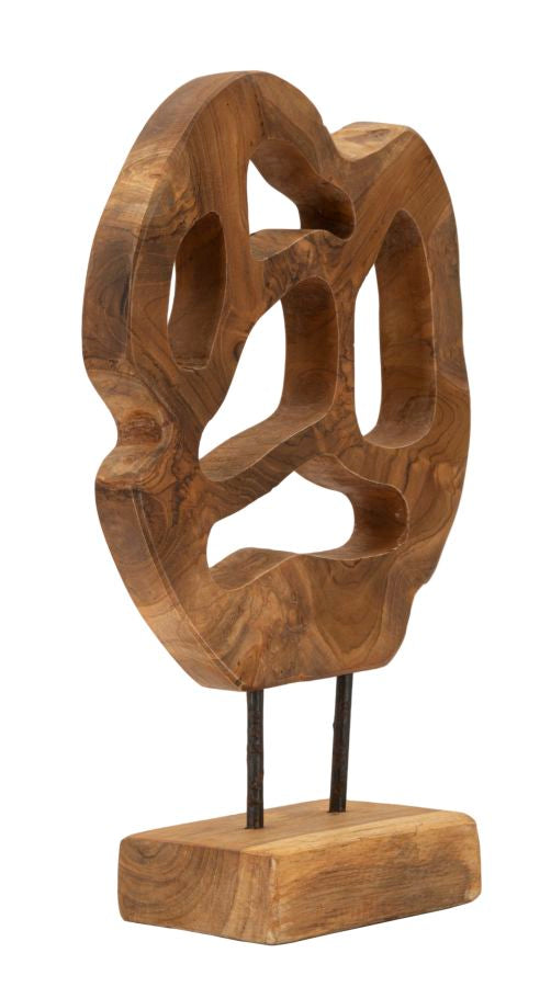 Escultura Lubang em Teca Reciclada Cm 25x10x38