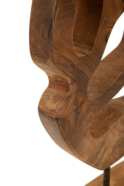 Escultura Lubang em Teca Reciclada Cm 25x10x38