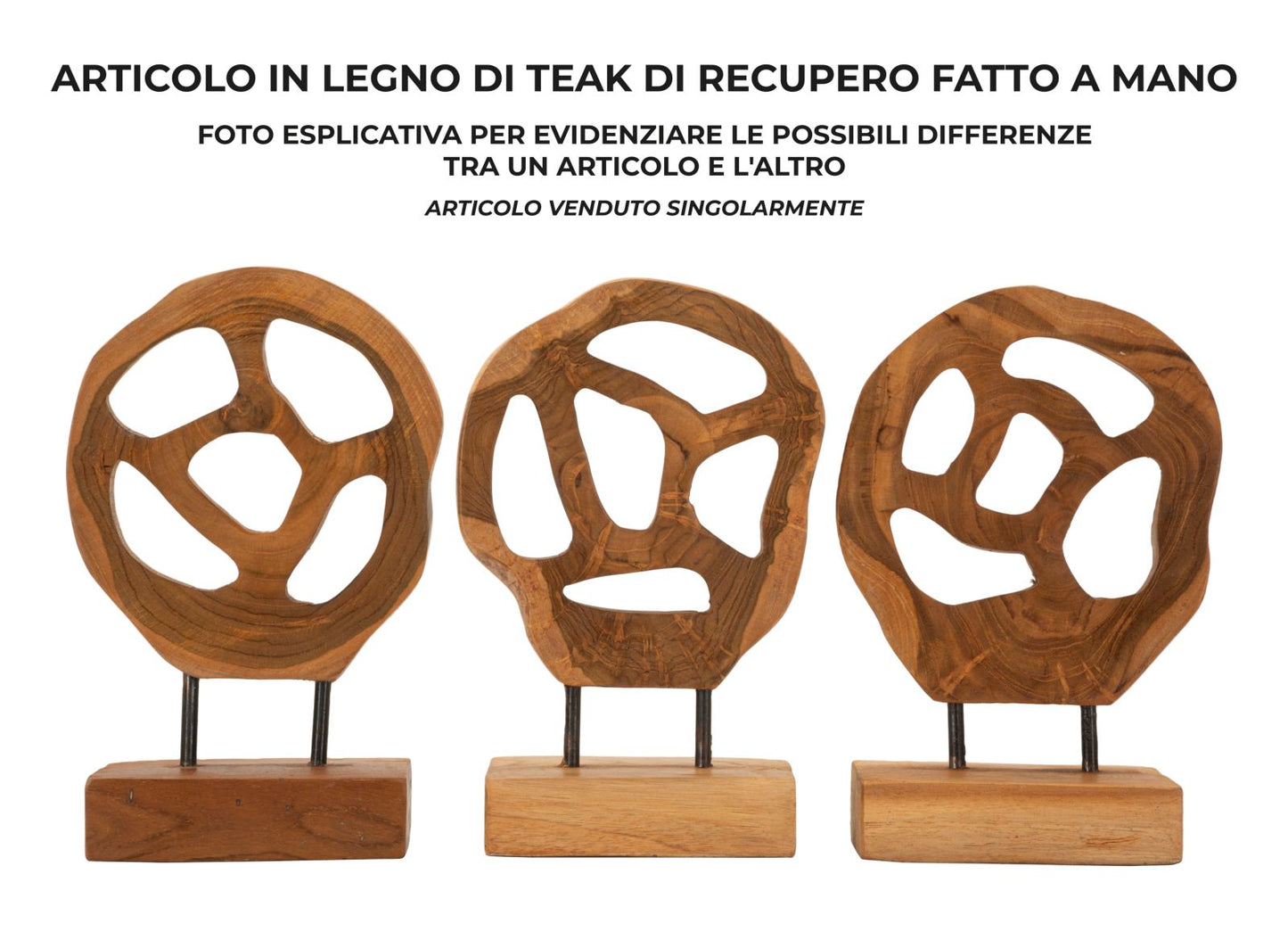 Escultura Lubang em Teca Reciclada Cm 18x10x27