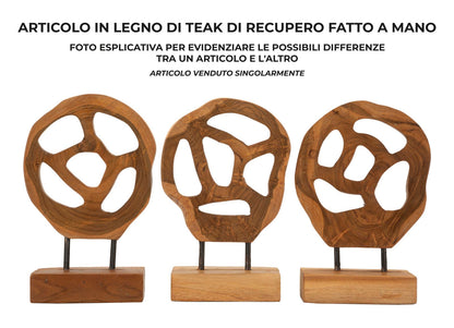 Escultura Lubang em Teca Reciclada Cm 18x10x27