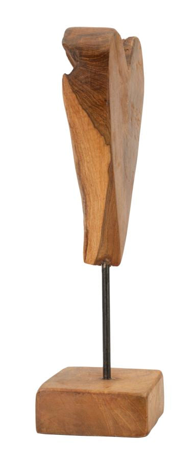 Escultura Coração em Teca Reciclada Cm 15x10x35