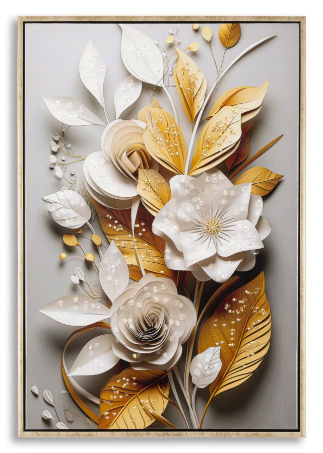 Pintura Sobre Tela Lacado Flora com Moldura Cm 42x3,5x62