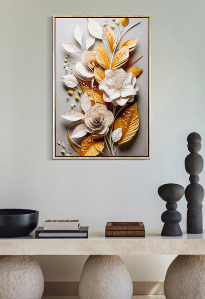 Pintura Sobre Tela Lacado Flora com Moldura Cm 42x3,5x62