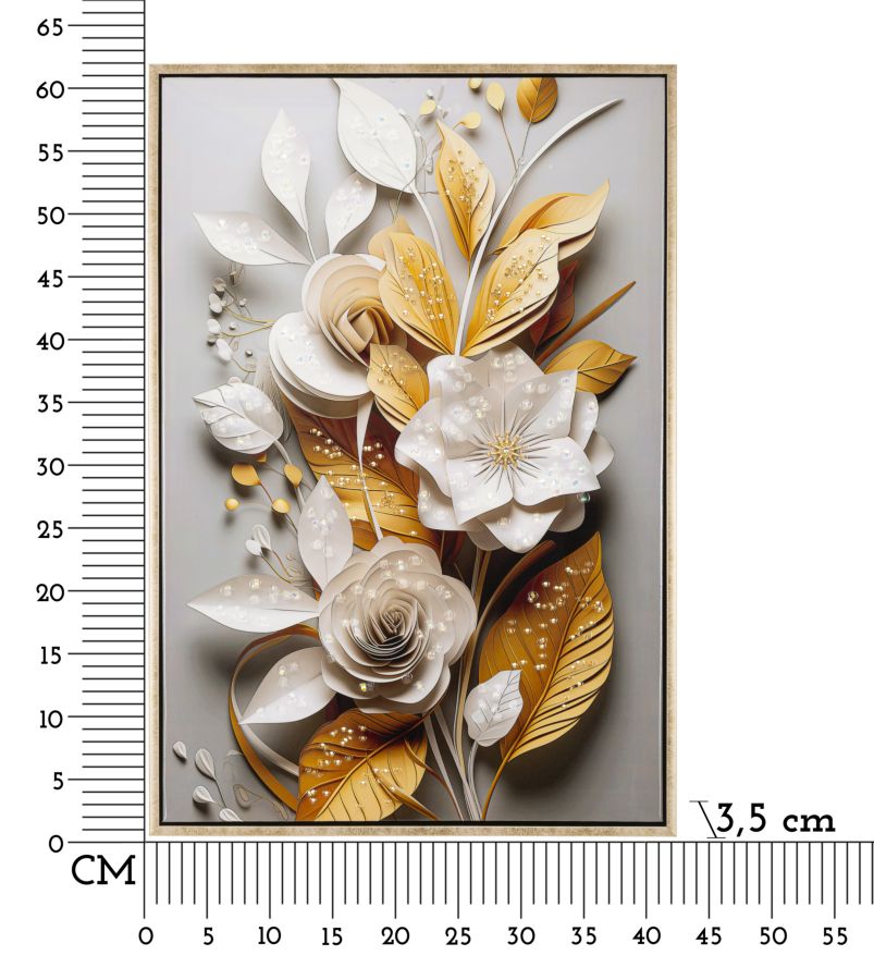 Pintura Sobre Tela Lacado Flora com Moldura Cm 42x3,5x62