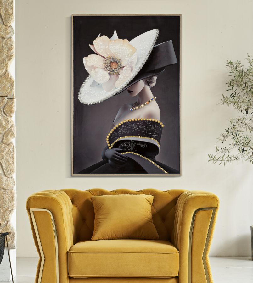 Pintura Sobre Tela Lacado Wien Hat -B- com Moldura Cm 62x4x92