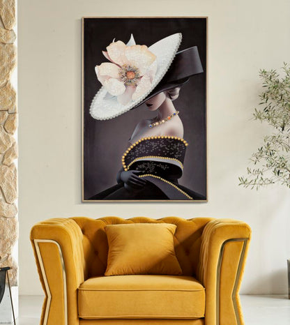 Pintura Sobre Tela Lacado Wien Hat -B- com Moldura Cm 62x4x92