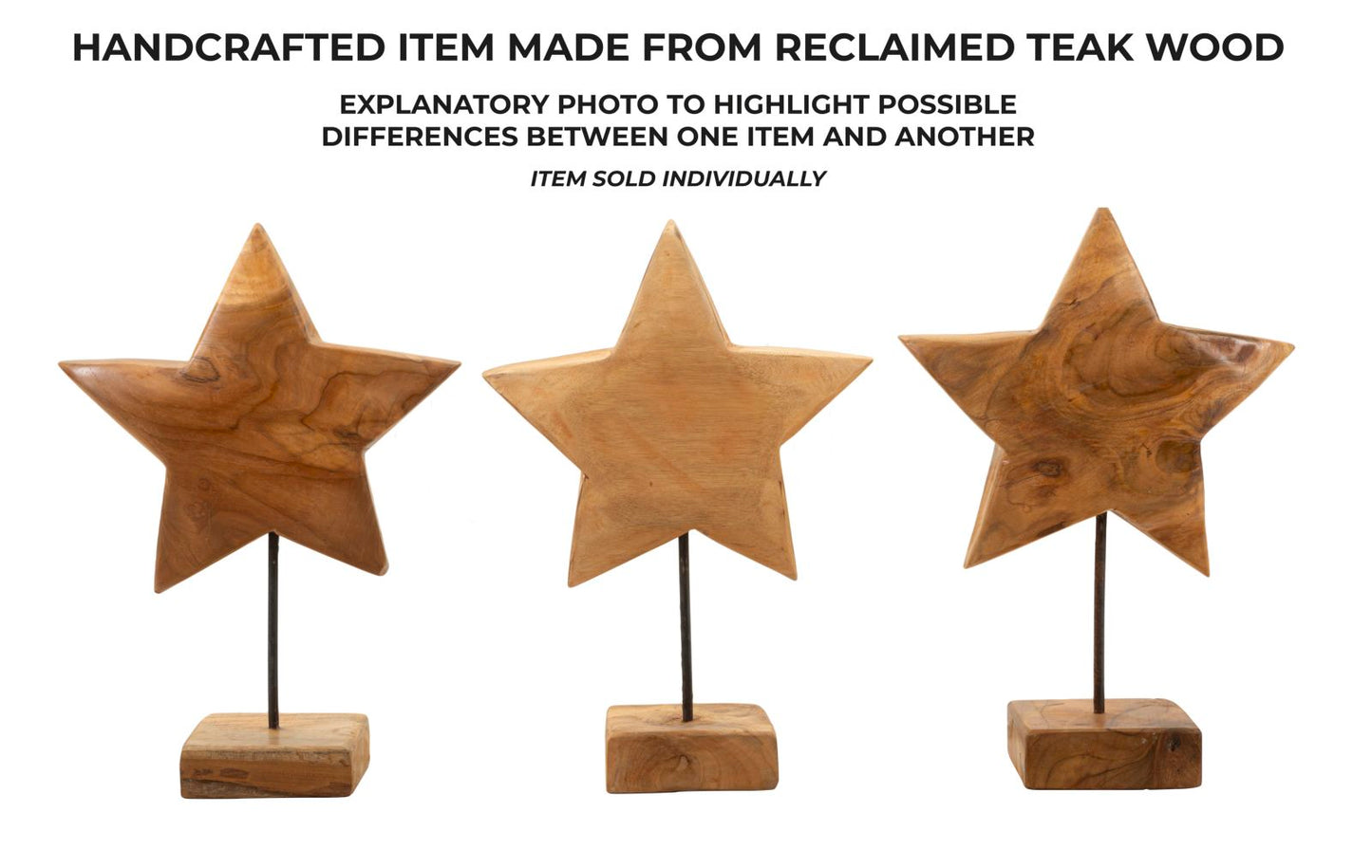 Escultura Estrela em Teca Reciclada Cm 28x12x42