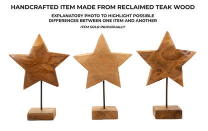 Escultura Estrela em Teca Reciclada Cm 28x12x42