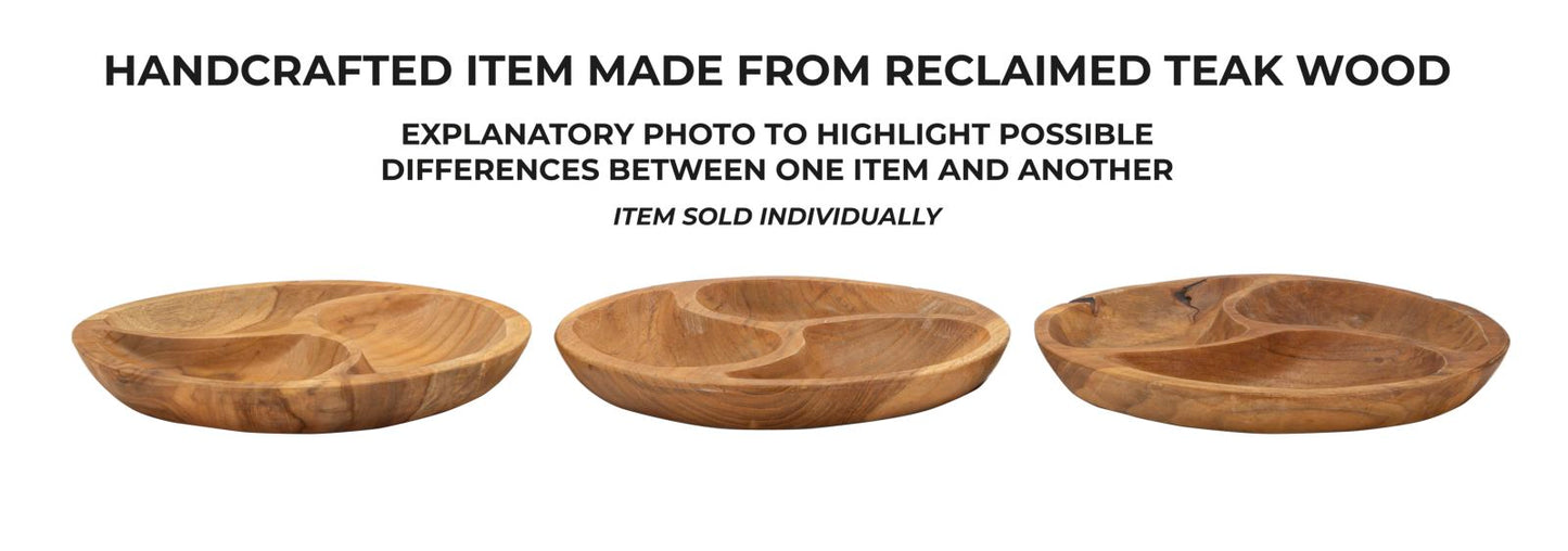 Porta objetos 3 Parti em Teca Reciclada Cm ø 25,5x3