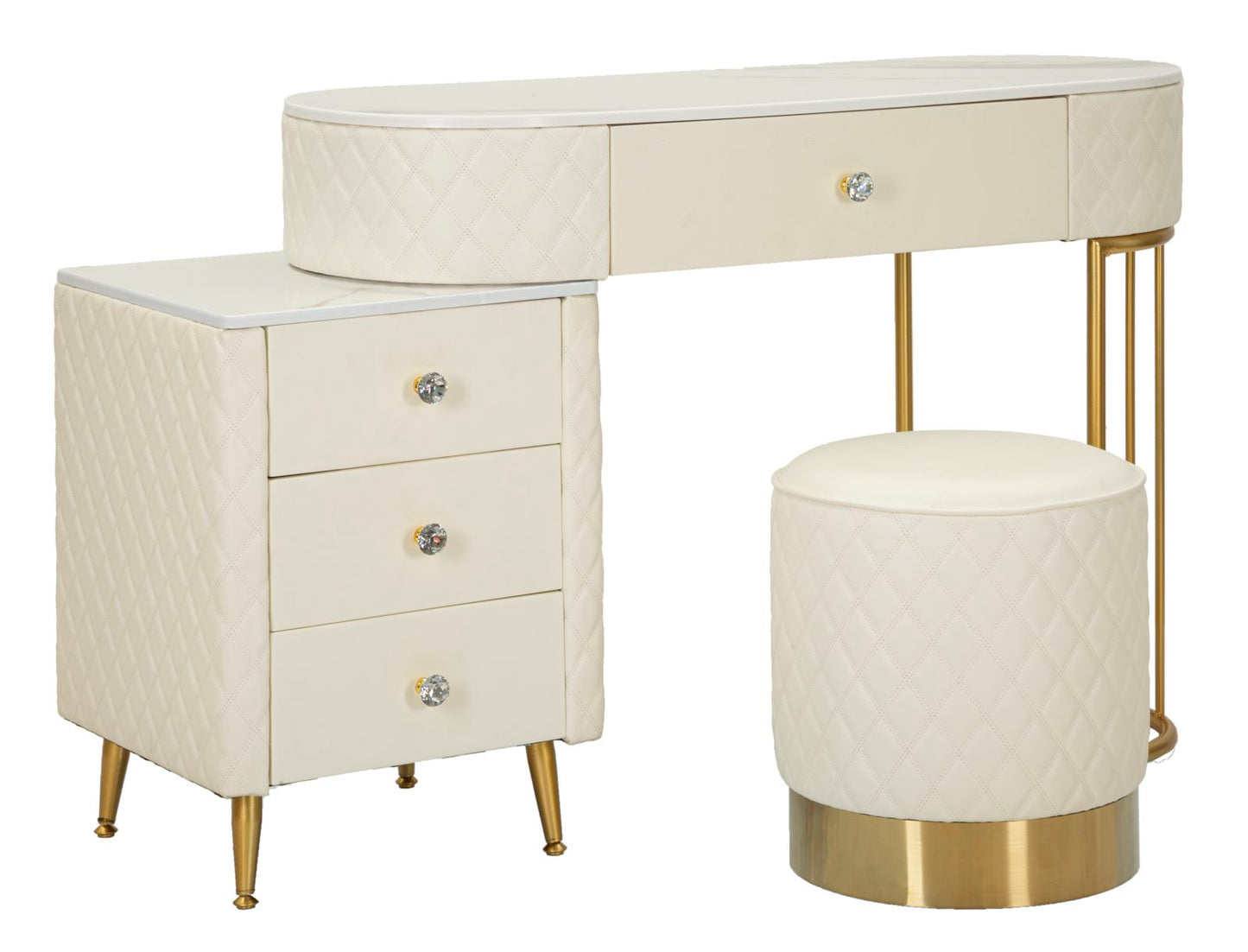 Toeletta Sharon Panna com Pufe Cm 120x40x75 (Pufe Ø36x39)