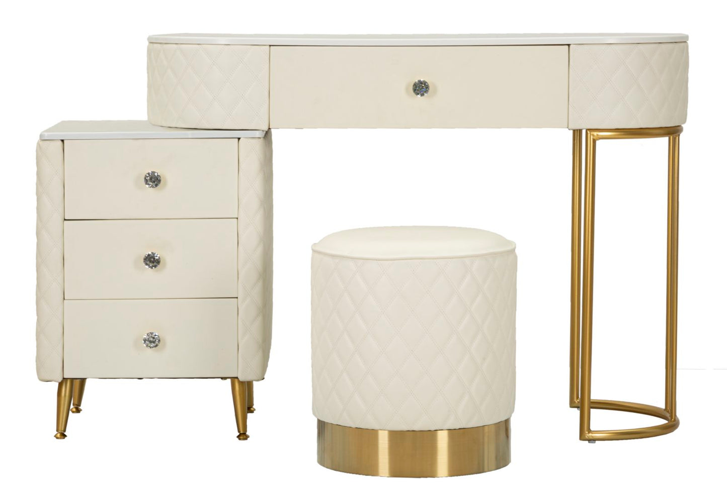 Toeletta Sharon Panna com Pufe Cm 120x40x75 (Pufe Ø36x39)