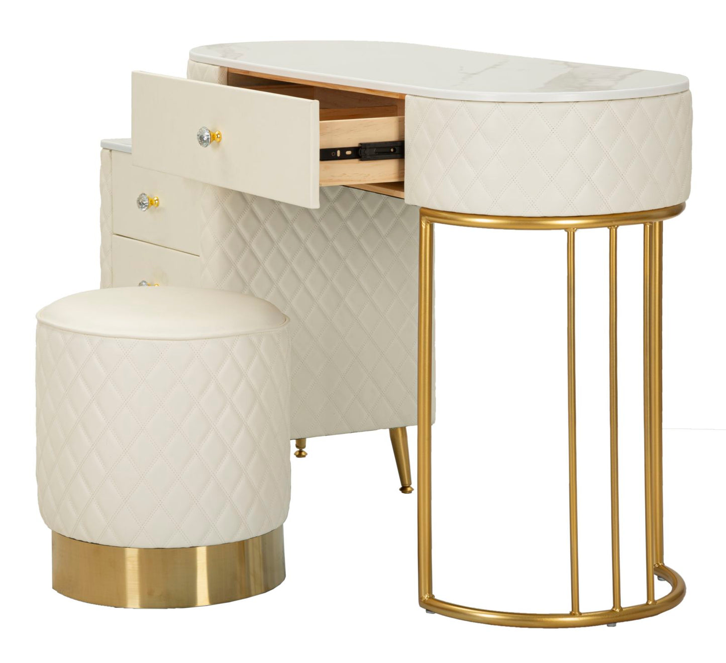 Toeletta Sharon Panna com Pufe Cm 120x40x75 (Pufe Ø36x39)