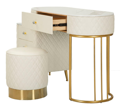 Toeletta Sharon Panna com Pufe Cm 120x40x75 (Pufe Ø36x39)