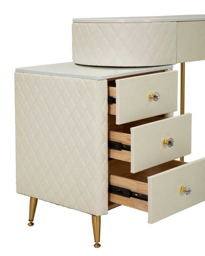 Toeletta Sharon Panna com Pufe Cm 120x40x75 (Pufe Ø36x39)