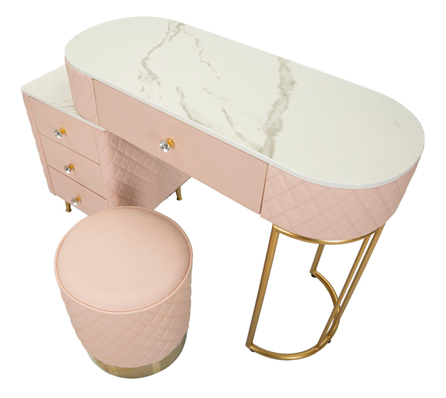 Toeletta Sharon Rosa com Pufe Cm 120x40x75 (Pufe Ø36x39)