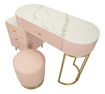 Toeletta Sharon Rosa com Pufe Cm 120x40x75 (Pufe Ø36x39)