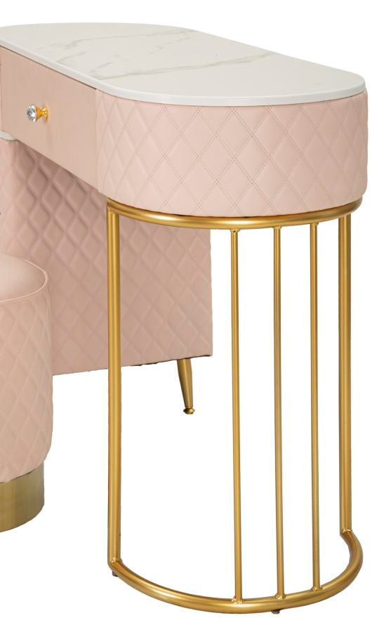 Toeletta Sharon Rosa com Pufe Cm 120x40x75 (Pufe Ø36x39)
