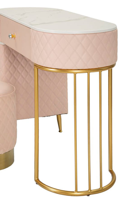 Toeletta Sharon Rosa com Pufe Cm 120x40x75 (Pufe Ø36x39)
