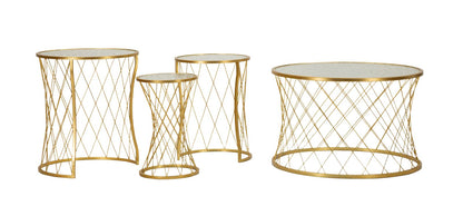 Mesas Auxiliares Noah Dourado Conjunto 4 Un. Cm ø 70x45-47x54,5-36x50-28x45