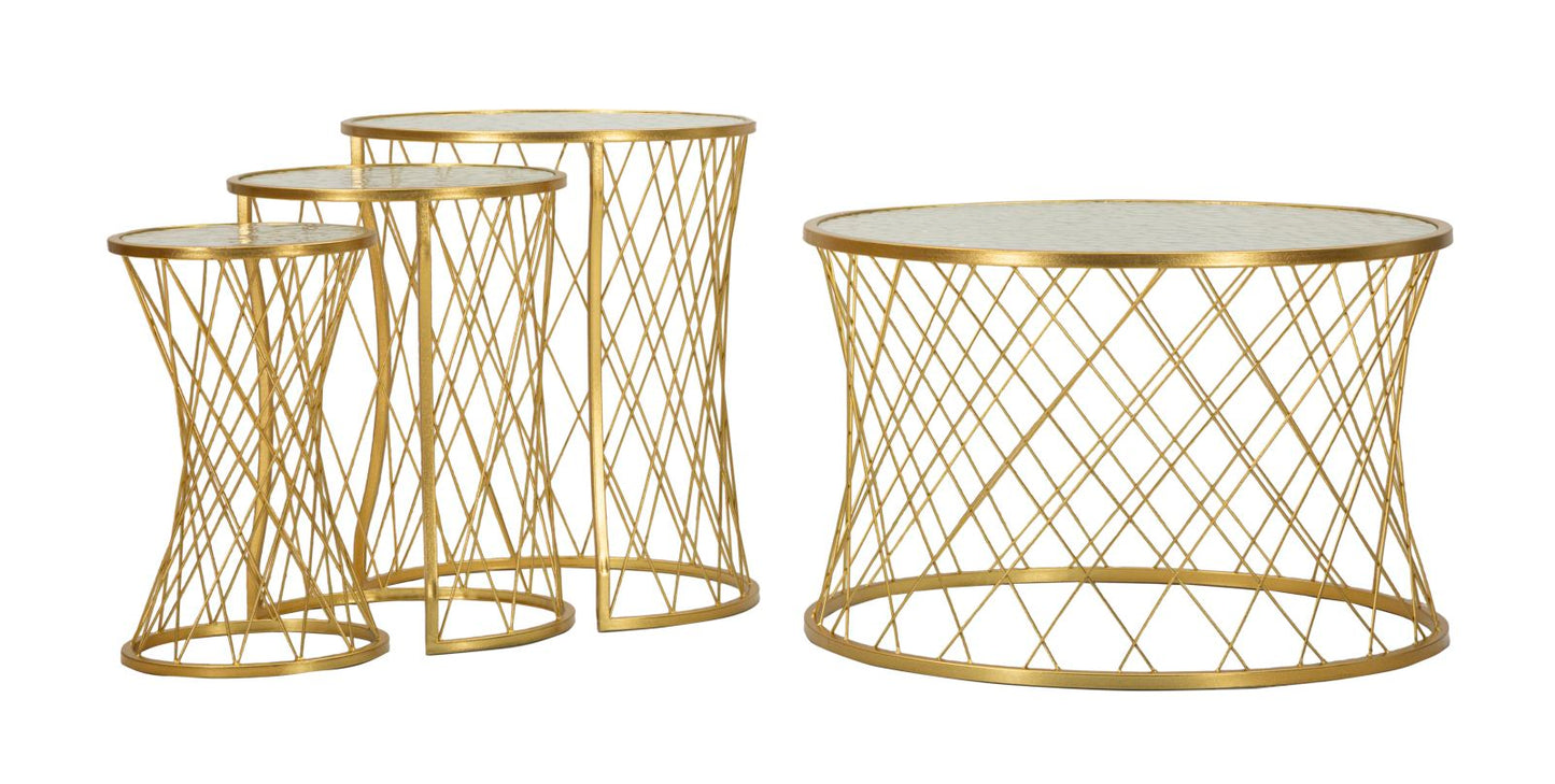 Mesas Auxiliares Noah Dourado Conjunto 4 Un. Cm ø 70x45-47x54,5-36x50-28x45