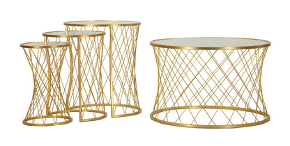 Mesas Auxiliares Noah Dourado Conjunto 4 Un. Cm ø 70x45-47x54,5-36x50-28x45