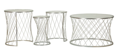 Mesas Auxiliares Noah Prateado Conjunto 4 Un. Cm ø 70x45-47x54,5-36x50-28x45