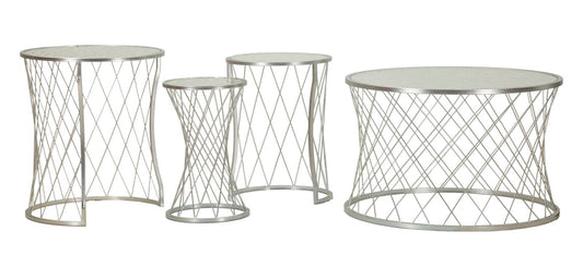 Mesas Auxiliares Noah Prateado Conjunto 4 Un. Cm ø 70x45-47x54,5-36x50-28x45