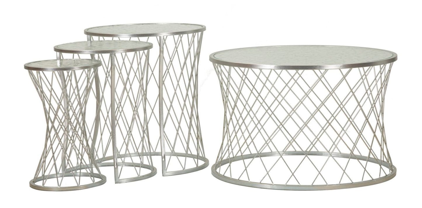 Mesas Auxiliares Noah Prateado Conjunto 4 Un. Cm ø 70x45-47x54,5-36x50-28x45