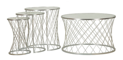 Mesas Auxiliares Noah Prateado Conjunto 4 Un. Cm ø 70x45-47x54,5-36x50-28x45