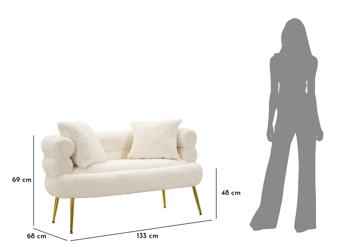 Sofá Pequeno Soffy Plus com Cuscini Cm 133x68x69