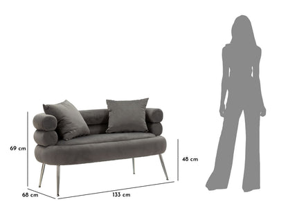Sofá Pequeno Silvery Plus com Cuscini Cm 133x68x69