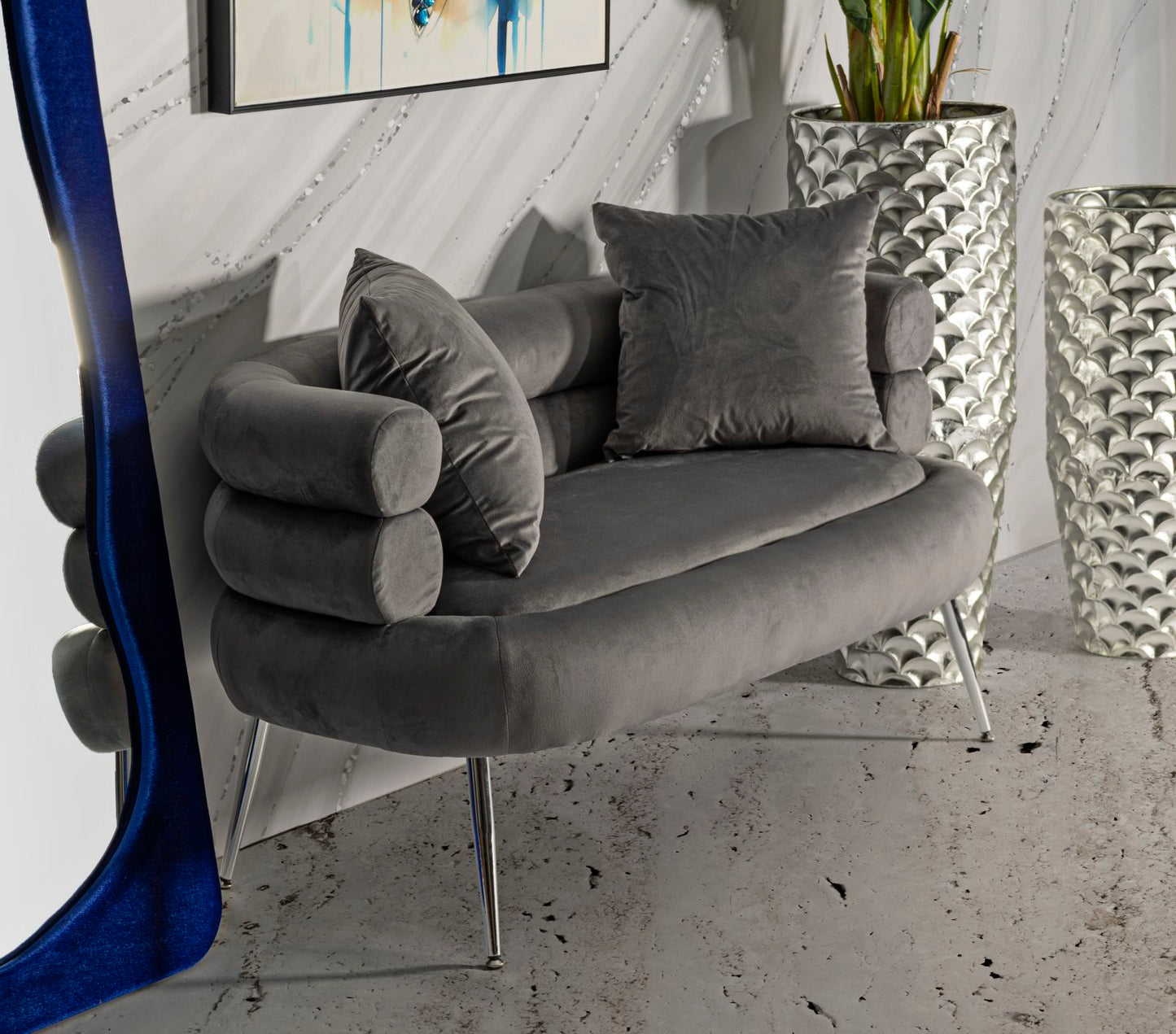 Sofá Pequeno Silvery Plus com Cuscini Cm 133x68x69