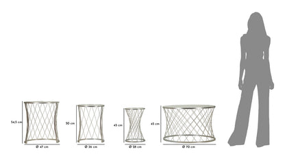 Mesas Auxiliares Noah Prateado Conjunto 4 Un. Cm ø 70x45-47x54,5-36x50-28x45