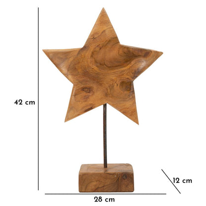 Escultura Estrela em Teca Reciclada Cm 28x12x42