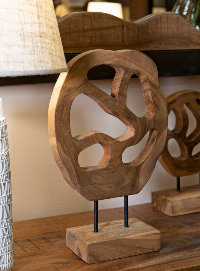 Escultura Lubang em Teca Reciclada Cm 25x10x38