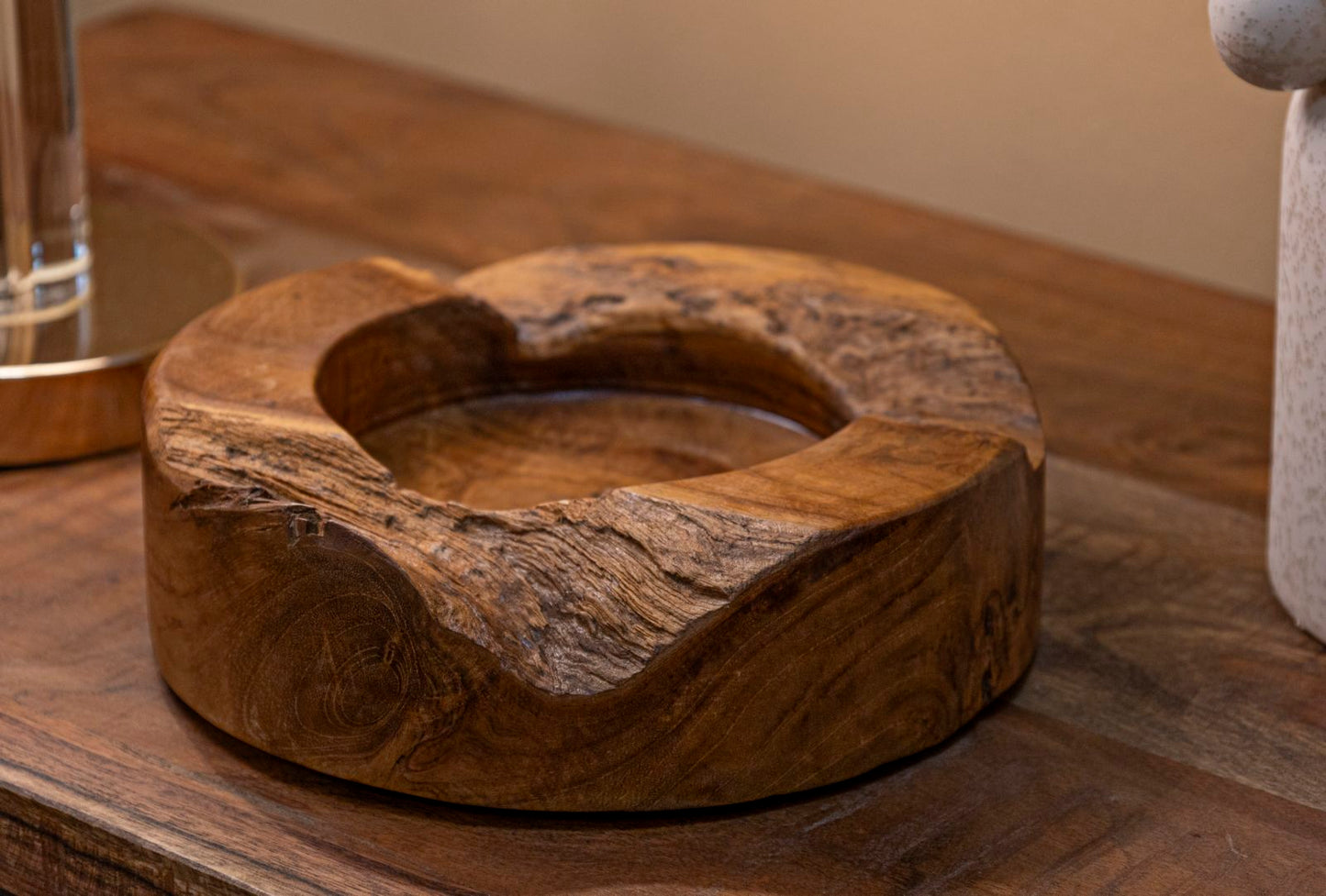 Porta objetos Erusi Plus em Teca Recicladacm ø 21x6