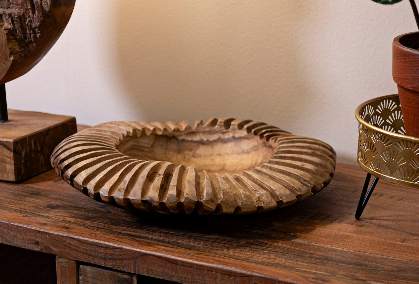 Porta objetos Geris em Teca Reciclada Cm ø 35x7