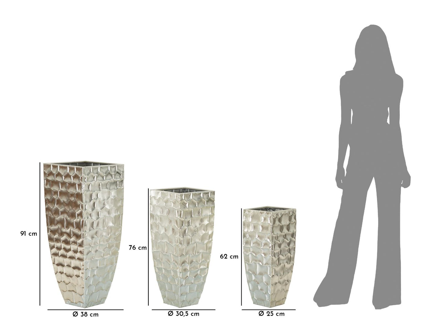 Jarra Trio Argy Cm ø 38,1x90,8-30,5x75,6-24,8x62,2