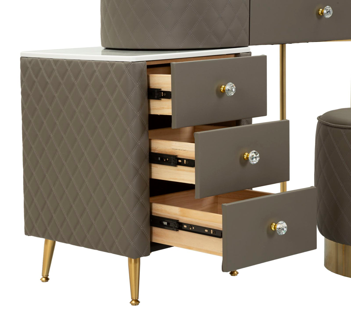 Toeletta Sharon Grigia com Pufe Cm 120x40x75 (Pufe Ø36x39)
