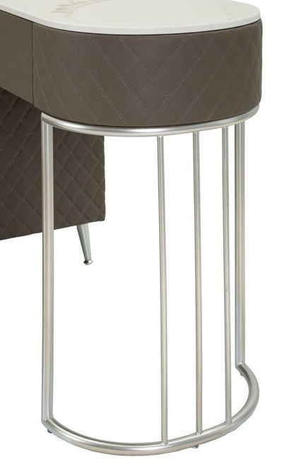Toeletta Sharon Grigia com Pufe Gambe Argento Cm 120x40x75 (Pufe Ø36x39)