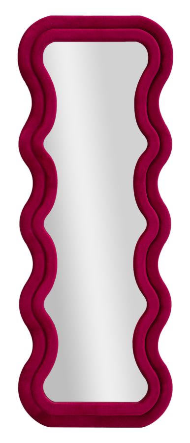 Espelho de Parede Emily Veludo Fuxia Cm 60x6x160 (misura Espelho Cm 42x144)