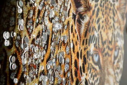Pintura Sobre Tela Lacado Giaguaro com Moldura -A- Cm 82x4x82