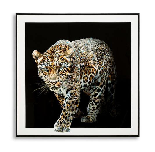 Pintura Sobre Tela Lacado Giaguaro com Moldura -B- Cm 82x4x82