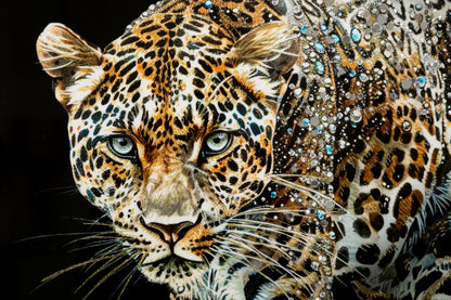 Pintura Sobre Tela Lacado Giaguaro com Moldura -B- Cm 82x4x82