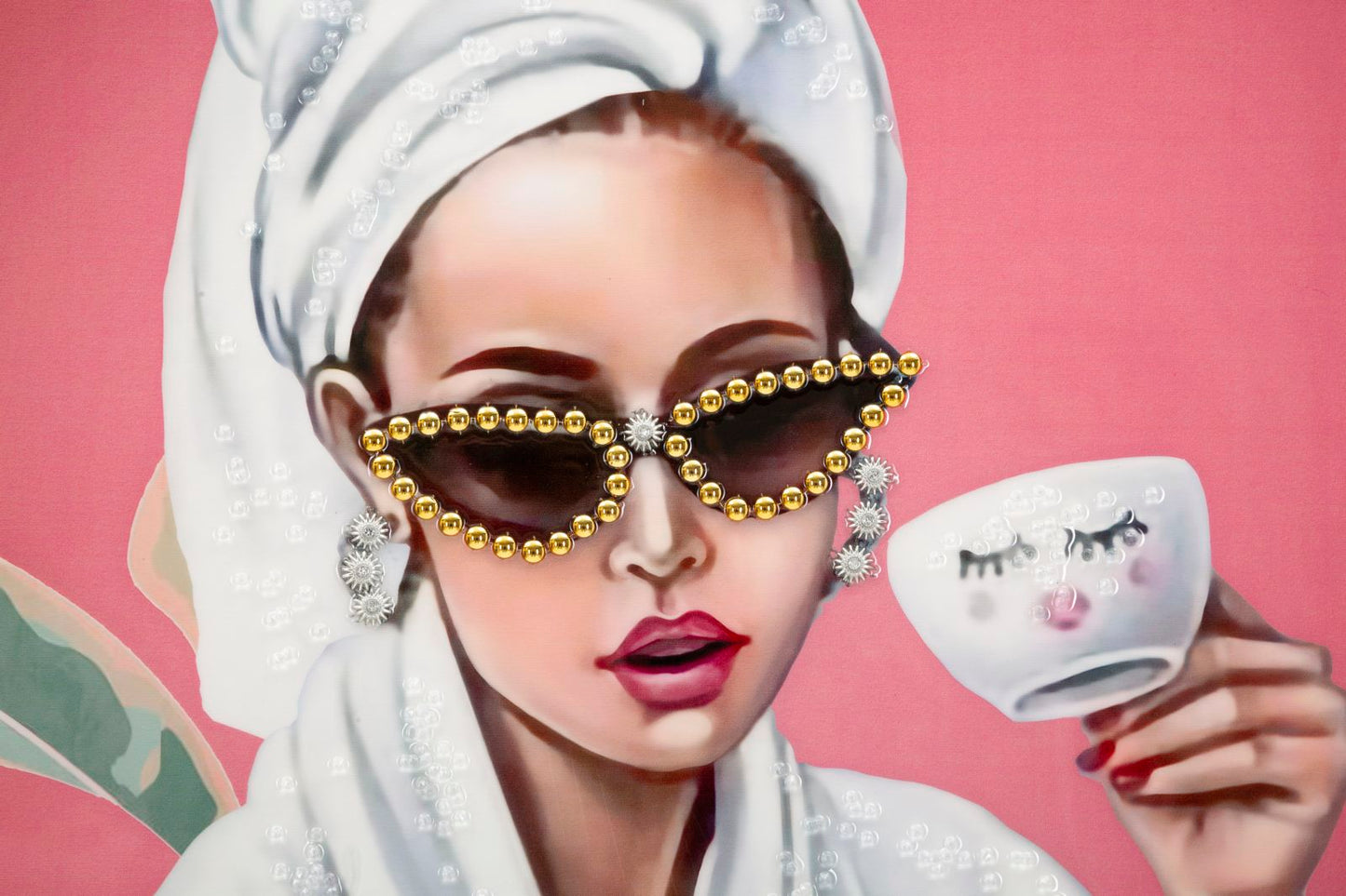 Pintura Sobre Tela Lacado Luxury Spa com Moldura -A- Cm 82x4x82