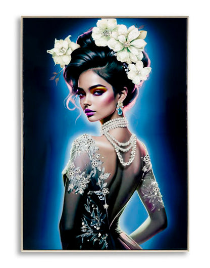 Pintura Sobre Tela Lacado Isabel com Moldura -B- Cm 72x4x102