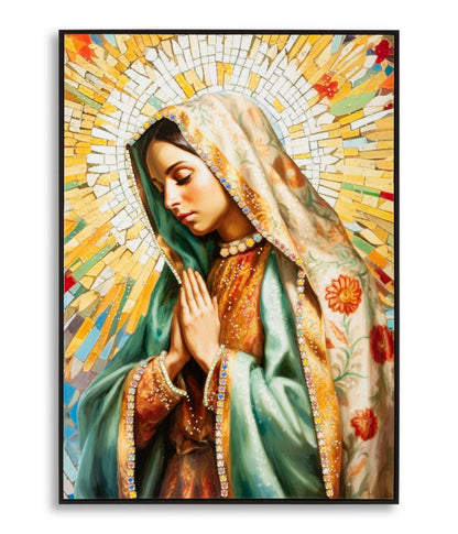 Pintura Sobre Tela Lacado Madonna -A- com Moldura Cm 72x4x102