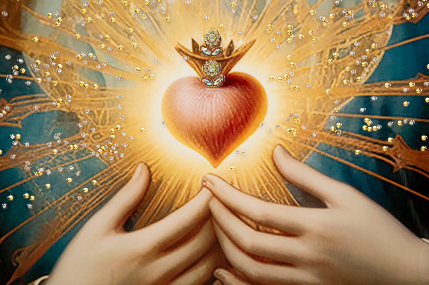 Pintura Sobre Tela Lacado Madonna -B- com Moldura Cm 72x4x102